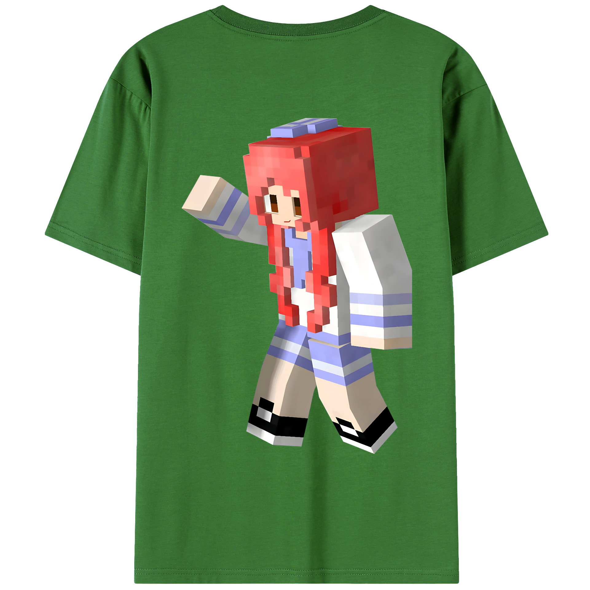 （画像用） マインクラフト ブロックの世界 Minecraft MC Block world レディース半袖Tシャツ(バックプリント)